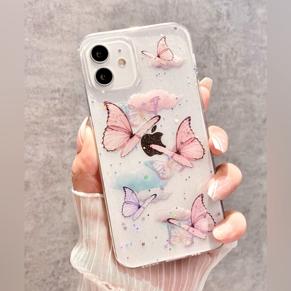 NWT iPhone13ProMax Sparkling Butterfly Glitter Clear Phone Case - Picture 1 of 3